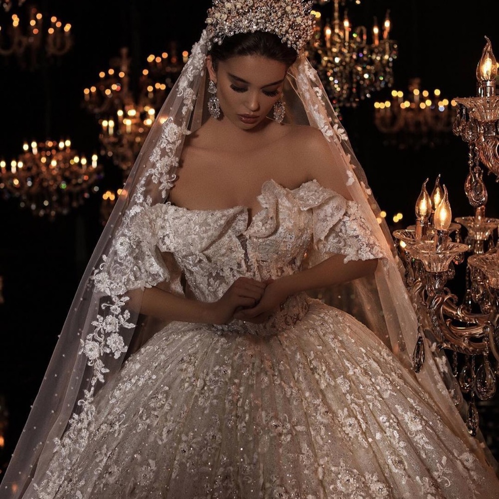 FRIDA XHOI & XHEI WEDDING DRESS BRAND NEW NEVER WORN w/ veil and crown - Picture 3 of 11
